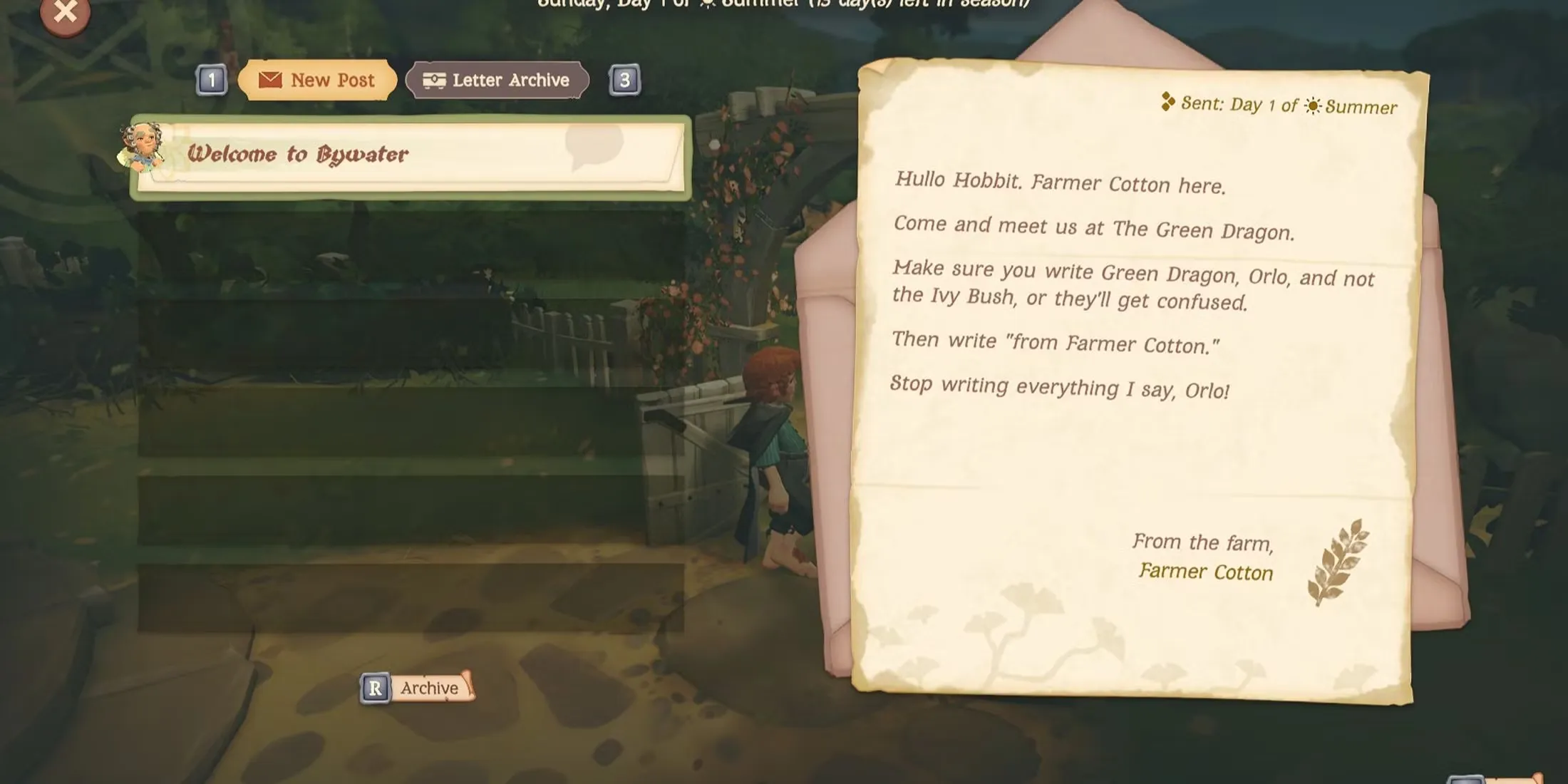 Checking Mail In Tales Of The Shire