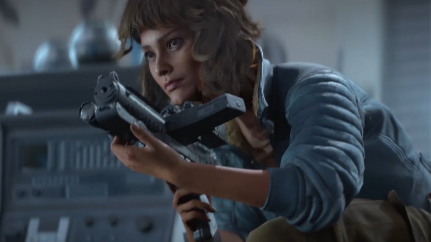 Star Wars Outlaws Image Showing Kay Crouched With A Gun In Her Hand