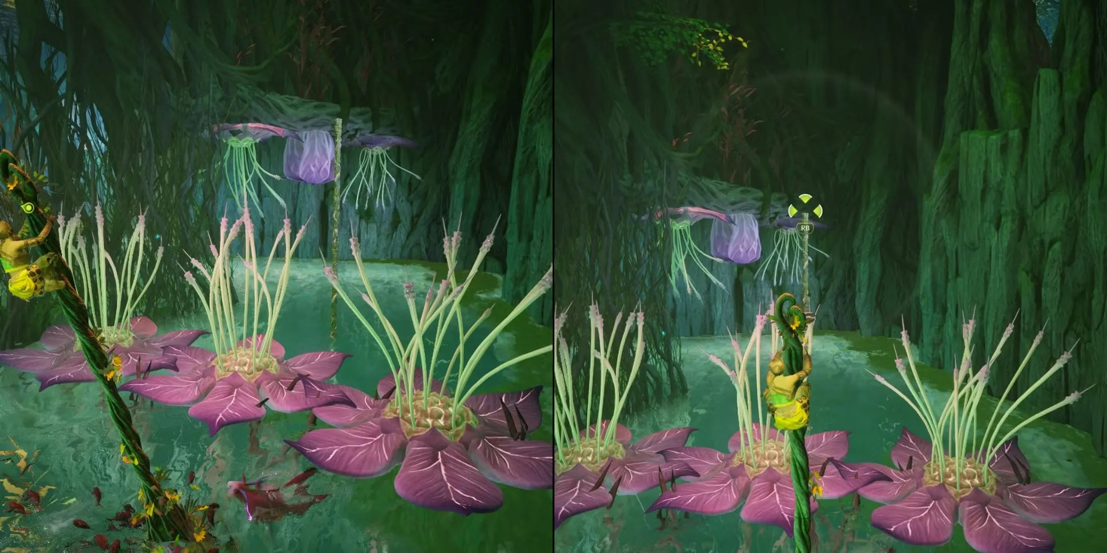 Split Fiction Hopes Of Spring Lord Evergreen Mio Helping Zoe Across The Plants And Pond