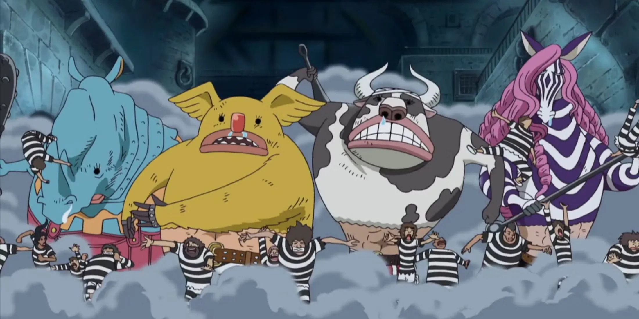 The Jailer Beasts Attacking The Impel Down Escapees One Piece