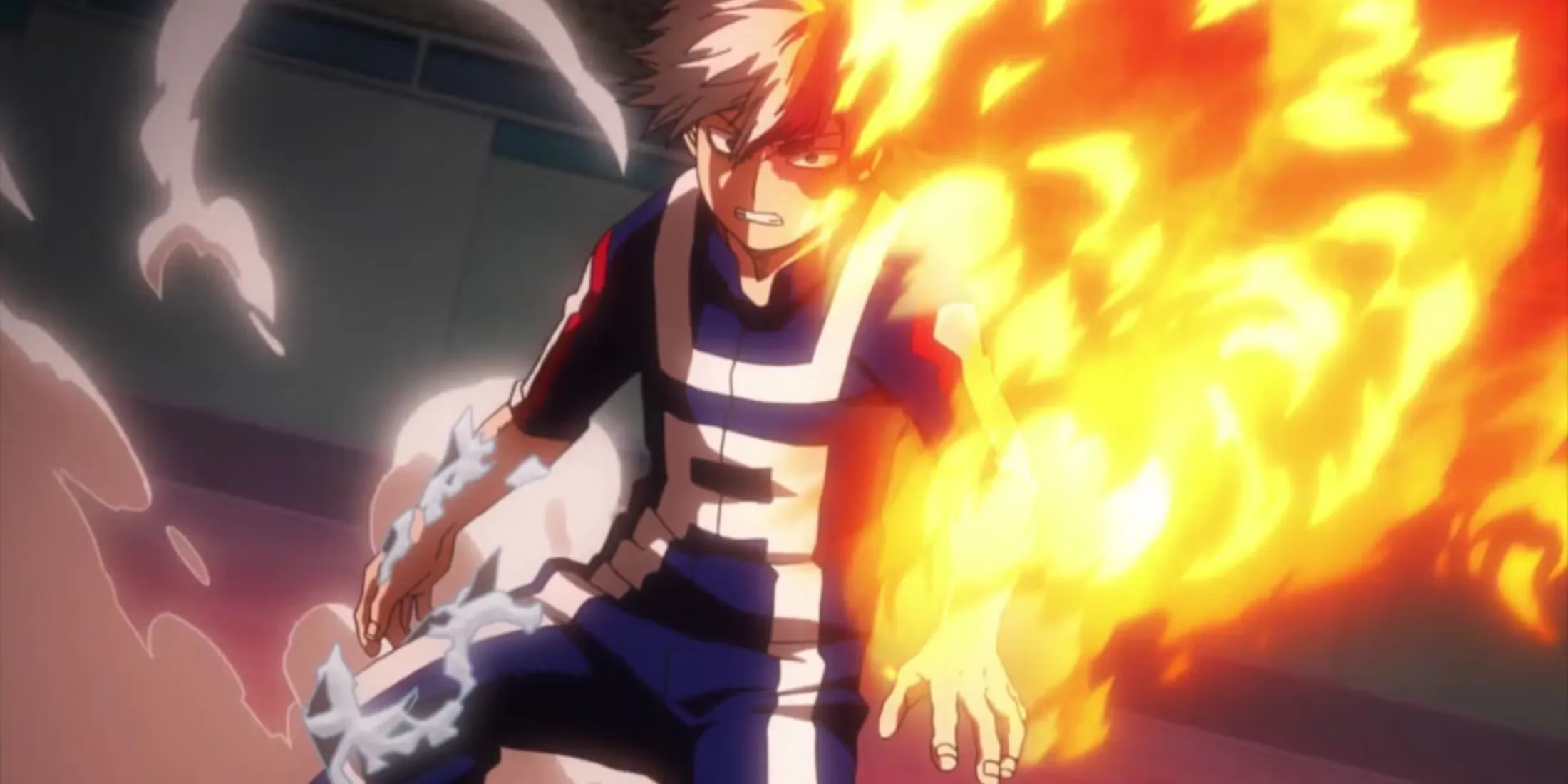 Shoto Todoroki Activates His Fire To Defeat Izuku Midoriya My Hero Academia