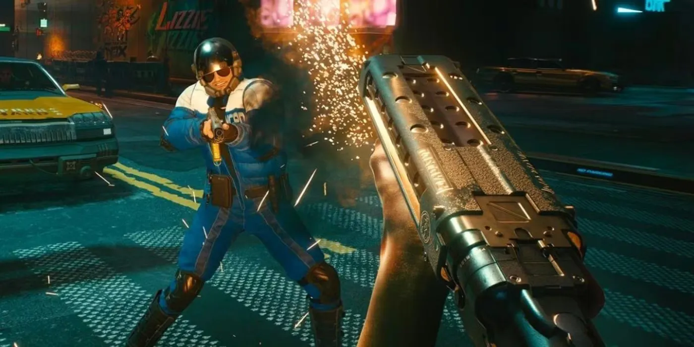 Cyberpunk 2077 Player Shooting At An Enemy Cropped 1